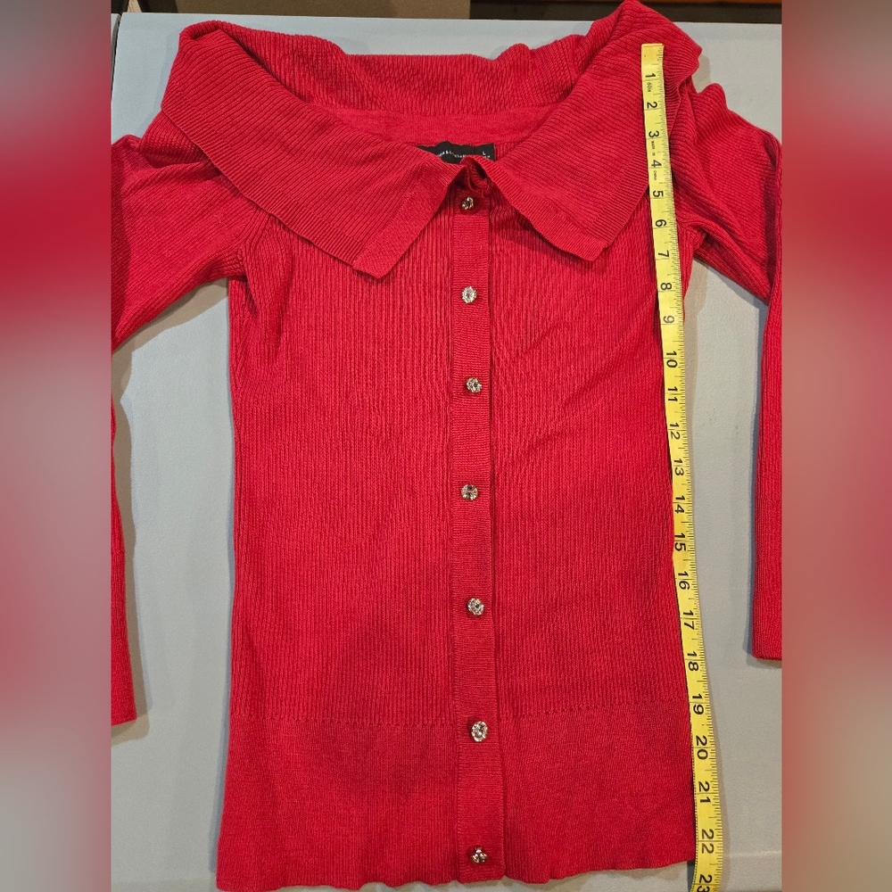 New York & Company Off-the-Shoulder Red Sweater 3c26